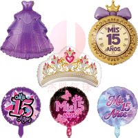 Ballons en aluminium en forme de couronne de princesse pour le 15e anniversaire, décoration de fête pour adolescente