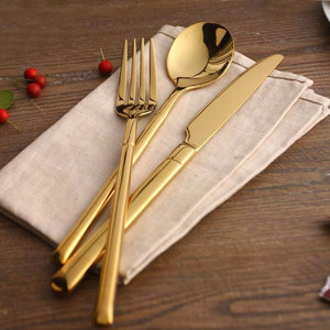 Ensemble de couverts en acier inoxydable personnalisés pour restaurant, coffret cadeau de 4 pièces, couverts de mariage, finition dorée, couteau, fourchette et cuillère - Product Image 3