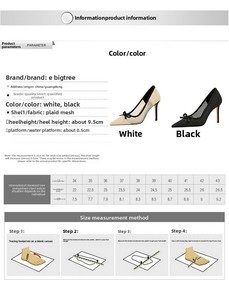 9329-3 French-style Fashionable Solid High-heeled <b>Shoes</b> <b>Bow</b> Pointed Toe Shallow Cut Mesh Lace Stiletto Heel Slip-on Women's - Product Image 6
