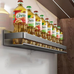 Wg פחמן פלדה ללא קידוח קיר-רכוב עמיד למים רב-תכליתיים מתלה תבלינים מטבח ללא קיפול - Product Image 1