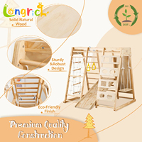 Grand ensemble de grimpeur en bois d'intérieur pour enfants Montessori Jungle Gym avec toboggan Jouet de gymnastique pour tout-petits pour aire de jeux Jungle GYM