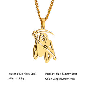 Colgante de acero inoxidable para hombre, protección impermeable, collar de la señora de la Santa Muerte - Product Image 3