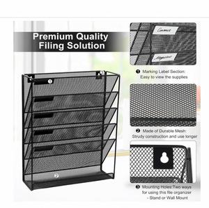 6 Tier Wall Mount <b>Document</b> Letter Tray Organizer Black Desk Organizer Set Hanging Office Accessories Hanging <b>File</b> Organiser - Product Image 5