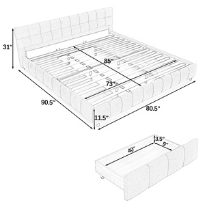 <span class=keywords><strong>Lit</strong></span> capitonné California King Size avec tête de <span class=keywords><strong>lit</strong></span> <span class=keywords><strong>en</strong></span> tissu chenille, cadre de <span class=keywords><strong>lit</strong></span> solide, rangement avec tiroirs - Bleu vert (90,5''x80,5''x31'') - Product Image 6