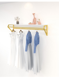 Colgador Dorado de Pared y Estante Lateral <span class=keywords><strong>para</strong></span> Tiendas de Ropa Infantil y Femenina - Exhibidor Multifuncional - Product Image 6