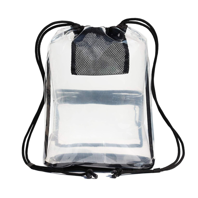 Clear Drawstring Backpack Waterproof Gym Bag Stadium Approved Bags for Colleges Sport Event Work Concert