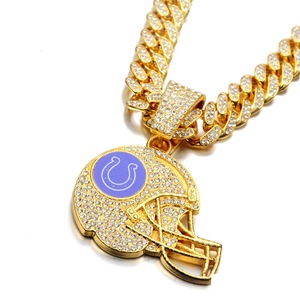Collar con Colgante de los Indianapolis Colts, Directo de Fábrica, con Cristales de Zirconia, Cadena Cubana, Joyería Deportiva - Product Image 4