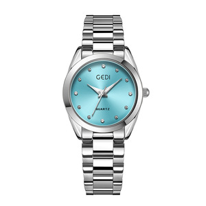 Elegante reloj de pulsera para mujer con esfera redonda con incrustaciones de diamantes, reloj de cuarzo con correa de acero. - Product Image 4