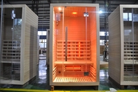 Sauna infrarouge moderne à spectre complet pour 2 personnes en bois massif de cèdre rouge en pruche avec vapeur sèche Accessoire pour panneau de commande de spa à domicile