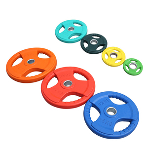 Équipement de fitness et de musculation : Barre d'haltères colorée économique, personnalisée pour l'entraînement, et disques de poids en caoutchouc de 45 lb pour haltérophilie olympique - Product Image 1