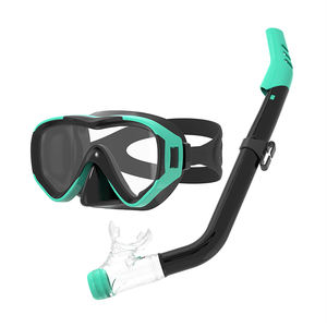 बच्चों सिलिकॉन स्नॉर्कलिंग सेट सिंगल लेंस टेम्पर्ड ग्लास डाइविंग मास्क अर्ध-शुष्क स्नॉर्कल सांस लेने वाली ट्यूब किट - Product Image 6