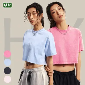Camiseta de ginástica para meninas com logotipo personalizado de alta qualidade estilo rua de secagem rápida manga curta top curto para mulheres