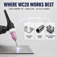 Électrode TIG en tungstène WC20, pointe grise, 1,6 mm, 2,0 mm, 2,4 mm, 3,0 mm, 3,2 mm, 4,0 mm, 150 mm, 175 mm, 10 pièces/boîte, tige TIG, électrode tungstène