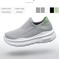 Chaussures décontractées à plateforme pour femmes avec logo personnalisé, empeigne en tissu extensible, doublure en maille respirante, amorti et semelle EVA légère pour la marche