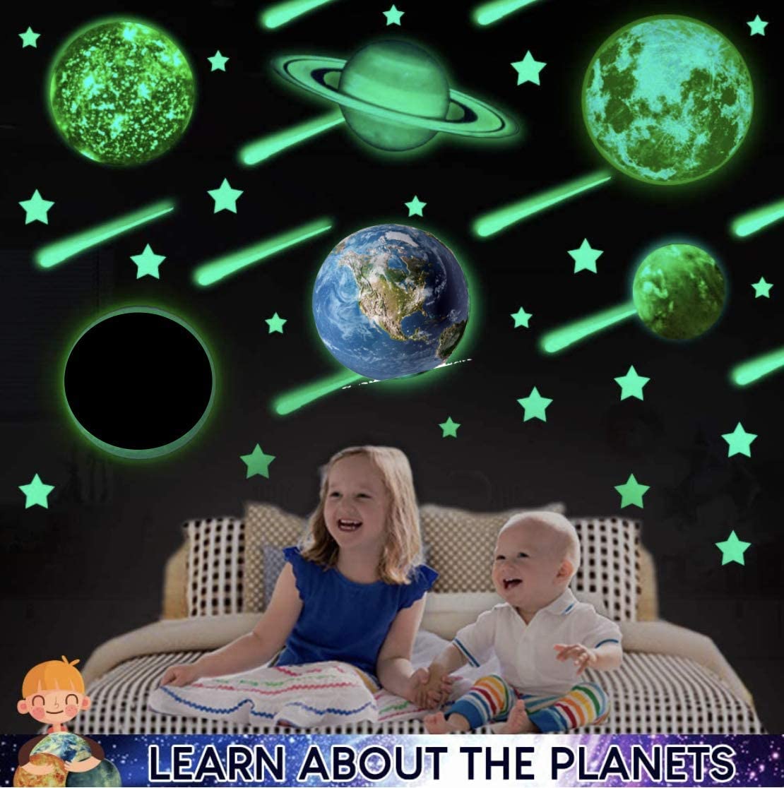 Calcomanías De Pared De Planetas Que Brillan En La Oscuridad - Pegatinas Brillantes Del Sistema Solar Para Techo - Decoración Infantil Galáctica - Decoración Infantil Con Luz Espacial 3D - España