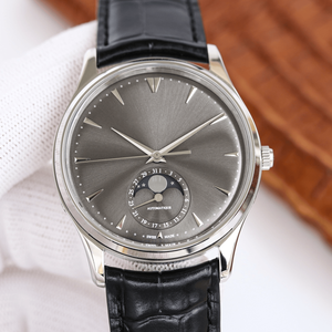 Diamond Bezel Men's Automatic Mechanical Watch Moon Phase <b>Calendar</b> Leather Strap Stainless Steel Case for All Occasions - Product Image 3