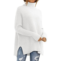Trendiger Oversized Rollkragenpullover für Damen – Langer Strick-Kuschelpullover für Damenbekleidung