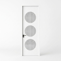 Porte intérieure en bois peinte avec 3 inserts en verre cannelé rond, design moderne, pour chambre, salon, villa, décoration de la maison