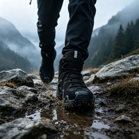 Bottes de randonnée montagne homme noires imperméables antidérapantes à semelle intermédiaire en PU, toutes saisons, prix bas, vente en gros, direct usine, doublure en maille OEM