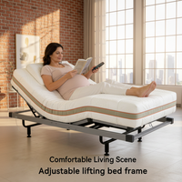 Lit double moderne de qualité supérieure, en fer, réglable et inclinable, taille king-size |   Moteur allemand silencieux |   Télécommande intelligente multi-mode |   Villa Scolaire
