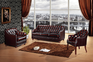 Sofá Chesterfield rojo de estilo europeo, muebles de oficina para el hogar, gran oferta, cuero sintético barato, hecho para la comodidad - Product Image 6