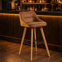 JOHOOFURNITURE Chaise de bar en tissu bicolore marron-moutarde, siège ergonomique réglable en hauteur, fabrication chinoise, tabouret de bar pour pub