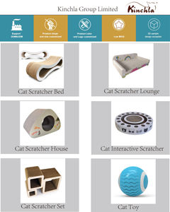 Tempat tidur kucing menggaruk tempat tidur dengan bola plastik interaktif daur ulang kepadatan tinggi karton bergelombang - Product Image 6