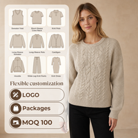 Pull en laine et viscose pour femme, style preppy, col rond, tricoté, personnalisé, style Old Money