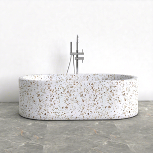 Bañera Ovalada Independiente de Terrazo Contemporánea para Hoteles y Villas, Modelo BT-137A OEM Malasia - Product Image 1