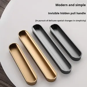 Poignée de tiroir de placard encastrée minimaliste en alliage d'aluminium à rainures cachées pour armoire, <span class=keywords><strong>cuisine</strong></span>, chambre et salon - Product Image 1