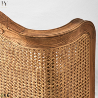 Lit en rotin tressé sculpté à la main, style vintage français, grand lit en bois et rotin pour mobilier de chambre de villa, le plus vendu