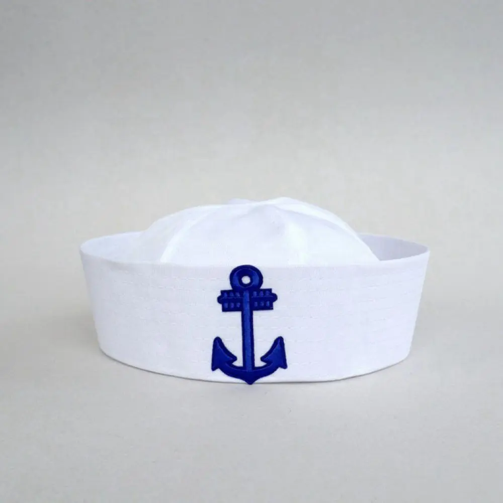 Yüksek kaliteli işlemeli beyaz polyester denizci şapkaları