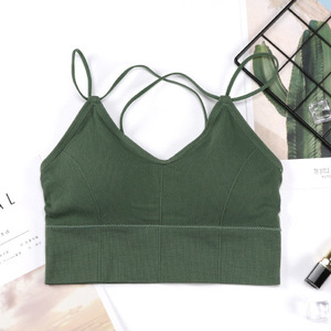 Vendita calda da donna senza cuciture in <span class=keywords><strong>cotone</strong></span> senza schienale Yoga reggiseni imbottiti Sexy posteriore Lingerie <span class=keywords><strong>Bralette</strong></span> - Product Image 3