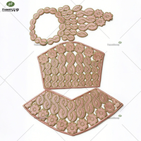 Lot de 5 ensembles de patchs de col en dentelle africaine rose, appliques florales brodées pour robe de mariée femme, décoration DIY pour vêtements