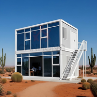 Maison miniature moderne en acier écologique de luxe, 2 étages, 2 chambres, villa modulaire préfabriquée, école, bureau, maison