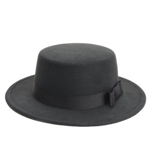 MSMC Wool Fedora <b>Hat</b> Flat Top With Ribbon <b>Band</b> Adult Casual Spring Autumn Fashion <b>Hat</b> - Product Image 5