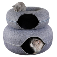 Lit pour chat Donut Tunnel pour chat Jouet de jeu interactif Jouet d'intérieur à double usage Equipement de sport pour chaton Jouet d'entraînement pour chat Maison pour animaux de compagnie