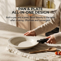 Poêle à frire plate multifonctionnelle en céramique antiadhésive et casserole à lait avec poignée amovible, compatible avec toutes les cuisinières, poêles et woks