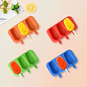 Moule à glace en silicone de qualité alimentaire en forme de lapin de dessin animé, facile à nettoyer, pour sucettes glacées et glaçons faits maison, fabriqué en Chine - Product Image 3