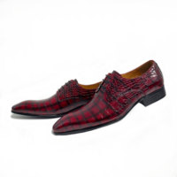 Chaussures habillées de luxe rouges pour hommes en cuir véritable à lacets, style Derby, pour occasions sociales, affaires, mariages, soirées, automne, respirantes, rehaussantes