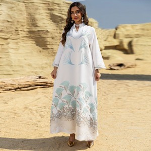 AB475 Abaya de luxe du Moyen-Orient, Dubaï, robe musulmane pour femmes, jacquard, estampage à chaud, strass, jalabiya pour vêtements islamiques - Product Image 4
