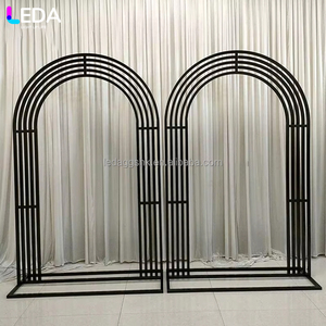 LEDA Wedding Decor Supplies Modern New Arrival Wedding Metal Round Arch Detachable Flower <b>Balloon</b> Black Backdrop Stand - Product Image 1