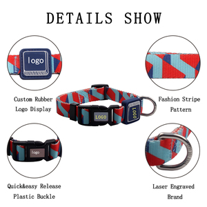 Collar de perro de poliéster con logotipo personalizado de lujo, patrón de impresión de estilo táctico ajustable, accesorio personalizado para mascotas para venta al por mayor clásico - Product Image 5