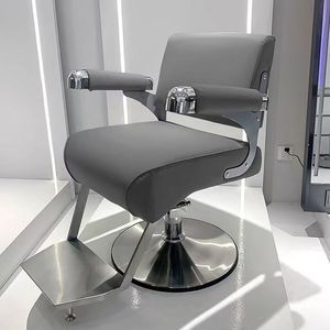 Sillón de Barbería Hidráulico de Cuero Marrón Moderno DM con Giro de 360 Grados y Reposapiés para Barbería - Product Image 3