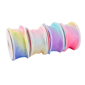 Nine-Colored Ribbon Gradient Fishtail Tulle Overlocked Ribbon 5H81 Organza DIY Craft Bow Decoration Bouquet Wrapping - Product Image 5