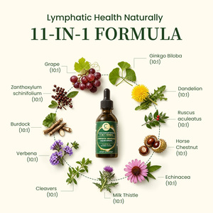 Gouttes liquides de drainage lymphatique à base de plantes 11-en-1, marque privée OEM, détoxifiant lymphatique, soutien immunitaire, antioxydant, complément alimentaire à base de plantes - Product Image 2