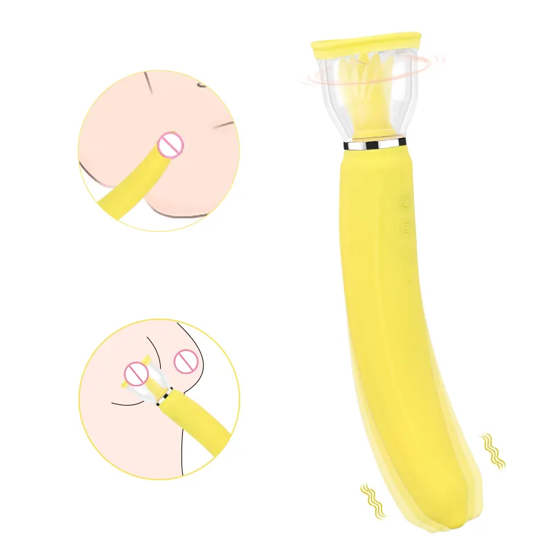 2024 New Design Banana 3 in 1 Sucking Tongue Licking & Vibration G-spot Vibrator Adult Sex Toys Good Gift for Women
