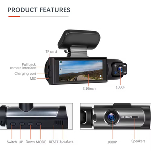 3,16 ''IPS 2 Lens Dash Cam HD 1080P Car DVR con monitor de estacionamiento Visión nocturna y WiFi - Product Image 4