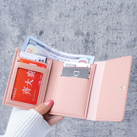 Dompet Wanita Motif Hewan Gaya Korea Terbaru, Multi-Kartu, Dompet Pendek Pelajar, Tempat Koin, Kancing Penutup, Bahan Poliester Anti Air
