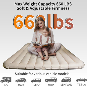 Outdoor Camping SUV Kofferraum Aufblasbares Autobett Rücksitz Verdicktes Beflocktes PVC Luftmatratze mit Getränke- und Handyhalter - Product Image 2